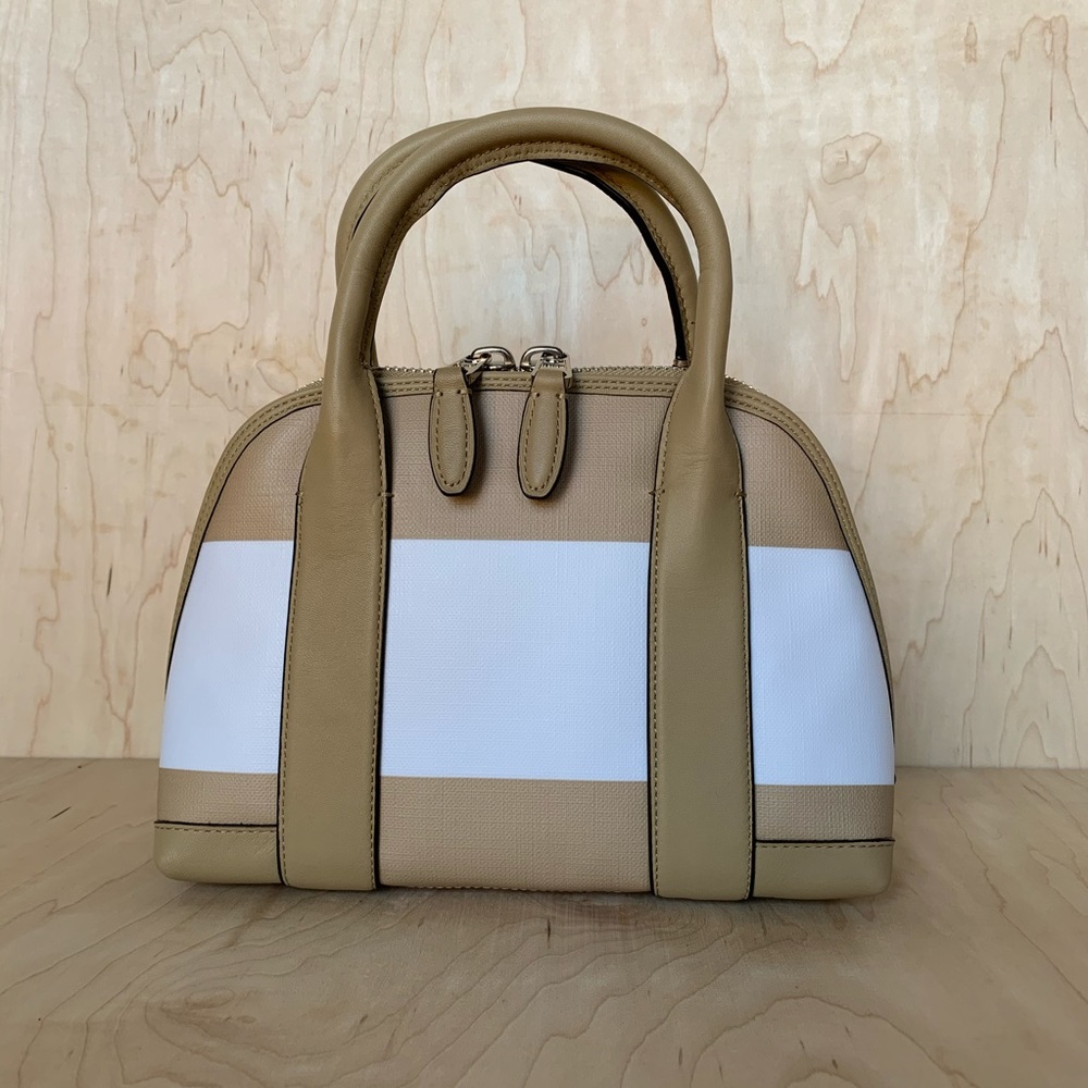 COACH TAN BLEECKER STRIPED MINI PRESTON SATCHEL - Picture 2 of 16